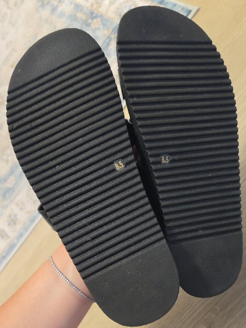 Steve Madden Black Croc-Embossed Slide Sandals - Picture 2 of 7